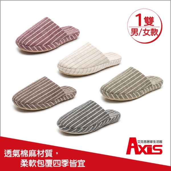 條紋軟底透氣防滑包頭室內拖鞋(男/女款)_1雙
